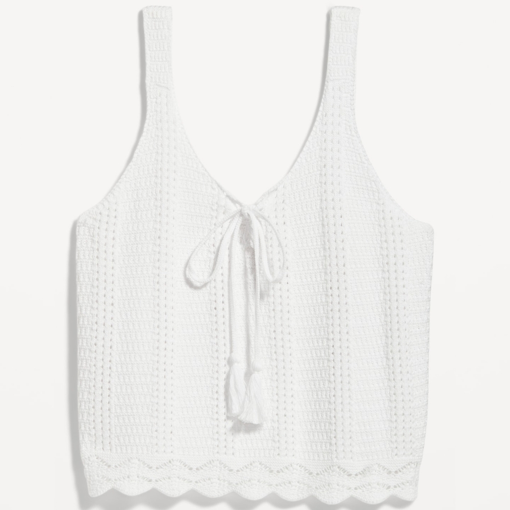 Old Navy Tie-Front Sweater Tank Top in White Size 3x
